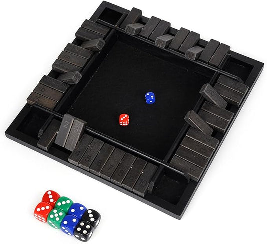 Agirlgle 12 Inches Shut The Box Dice Game, 1-4 Players Wooden Family Board Math Game with 12 Dice ，Strategy Dice Game for Adults Classic Tabletop Educational Game for Family, Classroom, Home or Pub