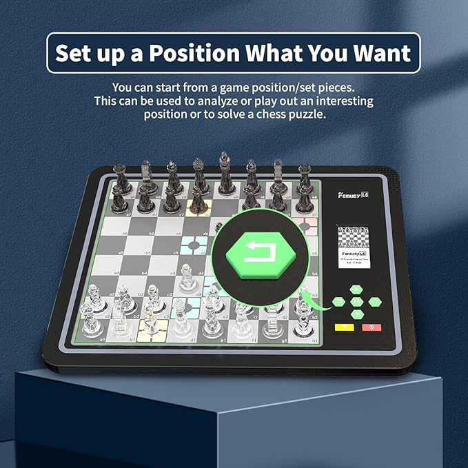 Electronic Chess Set, Computer Chess Game, Chess Set Board Game, Electronic Chess Game, LEDs, Built-in Battery, Great Partner for Play and Practice