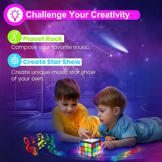 Rechargeable Game Handheld Cube - 15 Fun Brain & Memory Game with Score Screen - Christmas Easter Birthday Gifts for Boys Girls Ages 6-12+ Years Old - Toy Gift Idea for Kids Teens (Black)