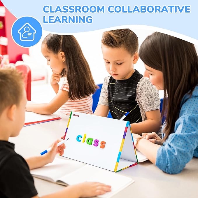 JoyCat Classroom Magnetic Letters Kit 248 Pcs with Double-Side 3D Foldable Magnetic Board - Foam Alphabet Letters&Numbers for Kids Spelling and Learning, Letter Board Tabletop Easel