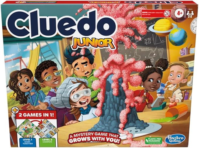 Clue Junior Game - 2-Sided Gameboard, 2 Games in 1, Mystery for Younger Kids, Board Games