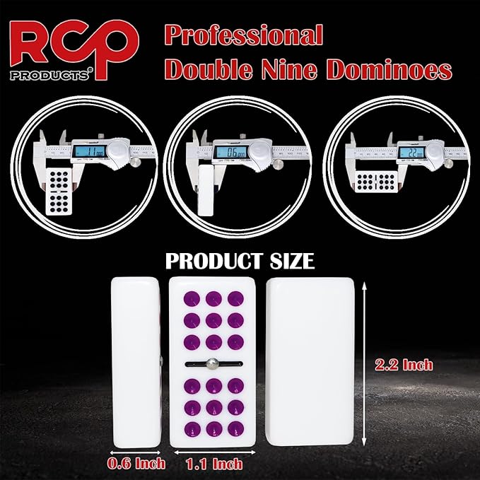 Dominos Set for Adults – Professional Double 9 Dominoes Set of 55 Tiles for Adults, Metal Spinner, Classic and Travel Board Game with Wood Case Juegos de Mesa (White)