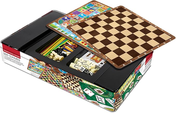 365 Games - Traditional Strategy Board & Card Games, Tin Storage Container, Game for Each Day of Year, Family, Ages 6+, 1-8 Players