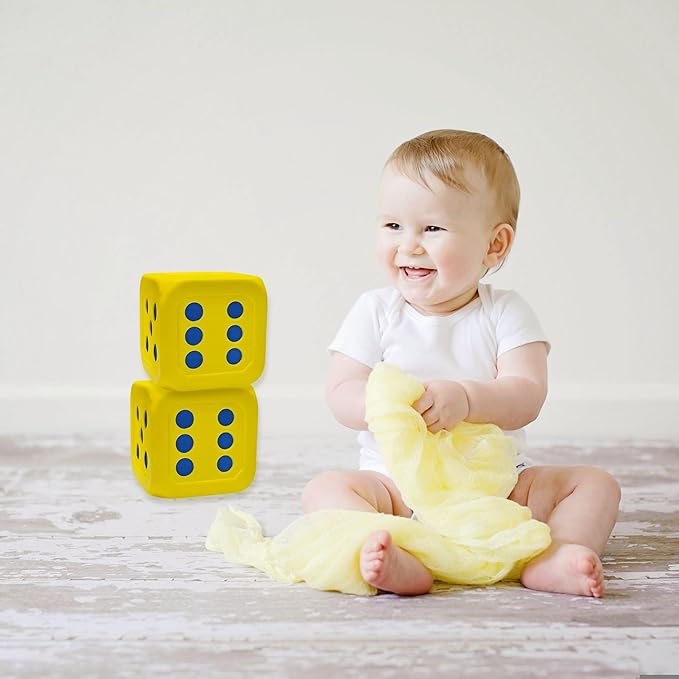 Macro Giant 6 Inch PU Foam Jumbo Big Playing Dice, Set of 2, Yellow, Math Teaching, Teaching Aids, Board Games, Kid Toy