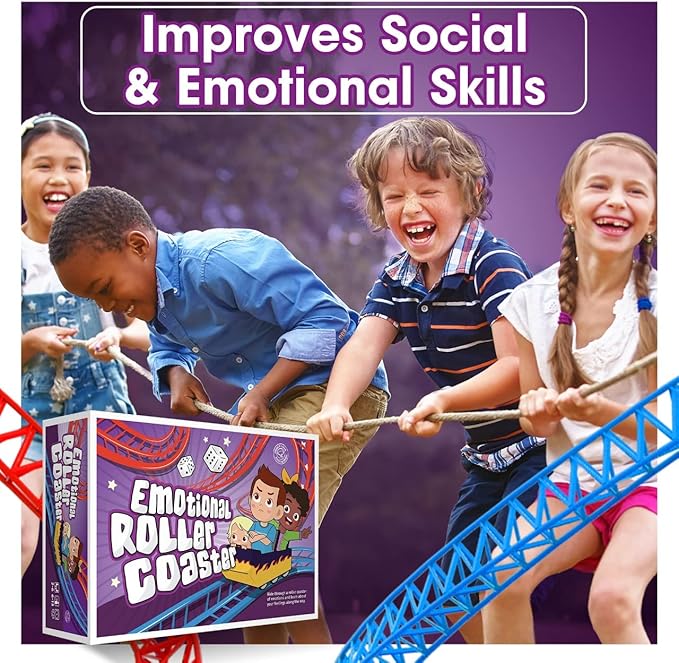 Emotional Rollercoaster | Anger Management Board Game For Kids & Families | Therapy Learning Resources | Anger Control Card Game | Emotion Board Games Games For Kids ages 4-8 -12 | Social Emotional