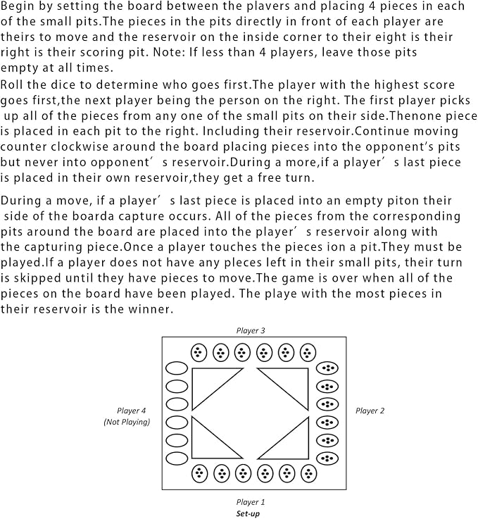 GSE Games & Sports Expert 4-Player Mancala Board Game with Multi-Color Glass Stones, Folding Wooden 4-Way Mancala Family Travel Strategy Games Set for Kids & Adults (Mahogany)