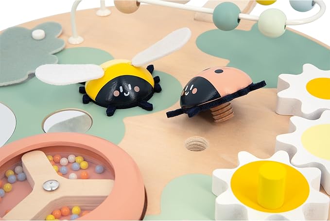 Janod Sweet Cocoon Wooden Multi-Activity Hanging Busy Board - Ages 12 Months - 3 Years - J04057