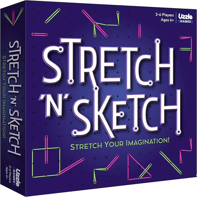 Uzzle Stretch & Sketch Peg Board Game, Expert-Level Challenges, Action Packed Rubber Band Game 3-6 Players, Ages 6+