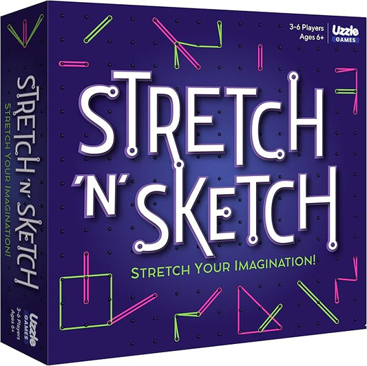 Uzzle Stretch & Sketch Peg Board Game, Expert-Level Challenges, Action Packed Rubber Band Game 3-6 Players, Ages 6+