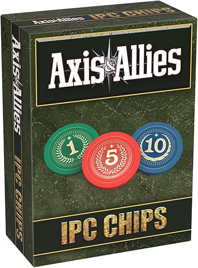Renegade Games Studio: Axis & Allies: IPC Chips - 75 Weighted Chips, 1-5-10 Denominations, Plastic Storage Tray, Strategy Board Game Accessory Upgrade
