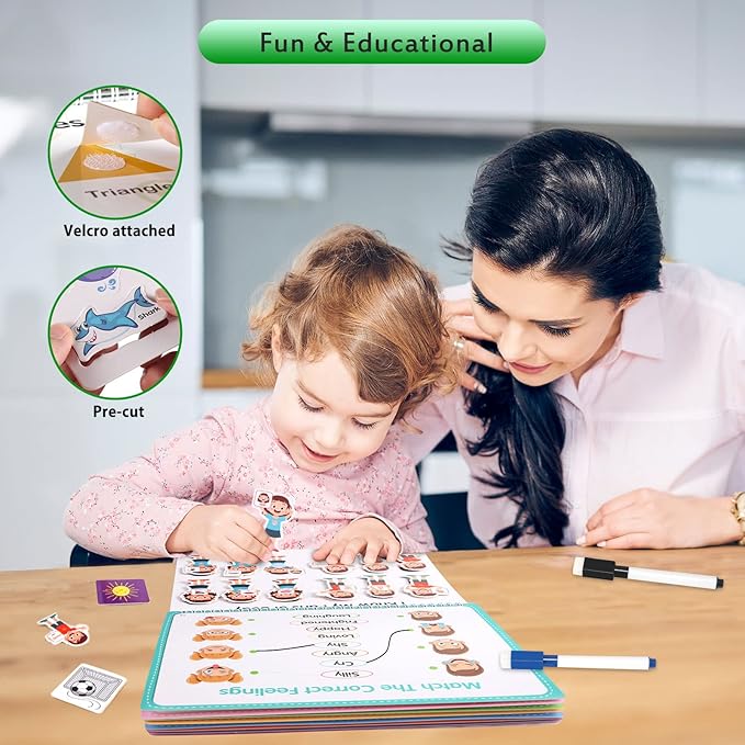 Preschool Montessori Toys Busy Book, 18 Themes Toddler Educational Learning Activities Book, Autism Sensory Toys with ABC Numbers Colors Shapes for Kids 3 4 5 Years Old