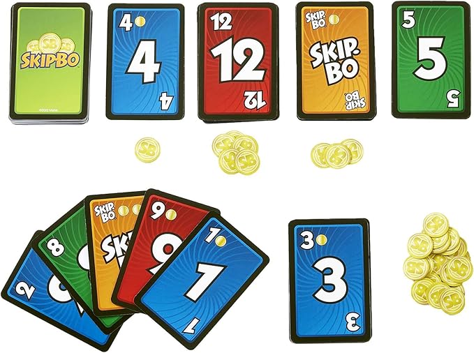 Mattel Games Skip-Bo Masters Card Game for Adults, Family Night & Parties, Play Numbers in Order for 2 for 6 Players
