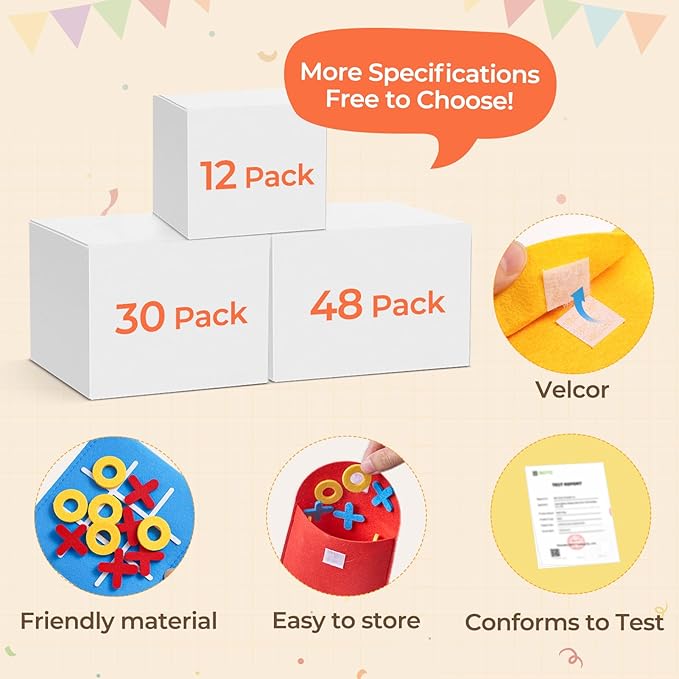 JoyCat Tic Tac Toe Mini Board Game Toy for Kids and Family,Birthday Party Favors,Goody Bag,Fun Indoor Game Night Activity,Gifts for Students,Easy to Store(Bulk Pack of 12)