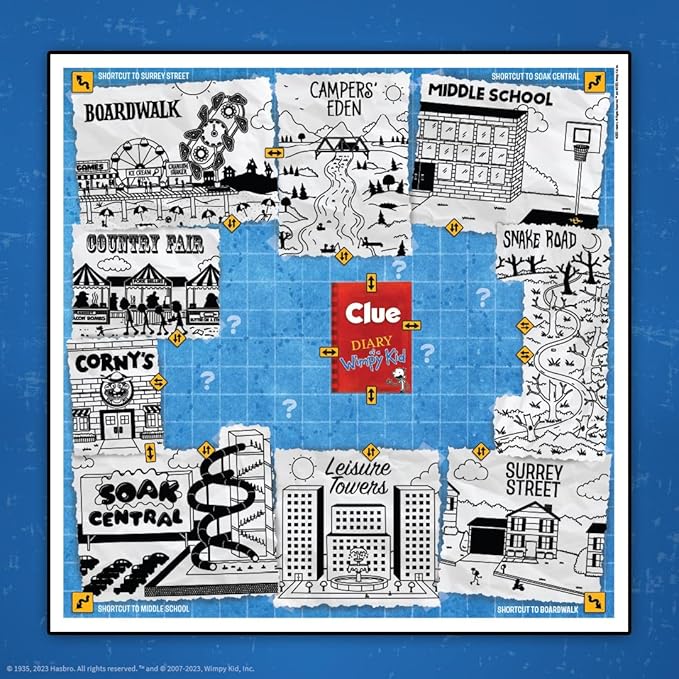 CLUE: Diary of a Wimpy Kid | Solve The Mystery in This Officially-Licensed Collectible Clue Game Featuring Characters & Locations from The Popular Book Series Diary of a Wimpy Kid