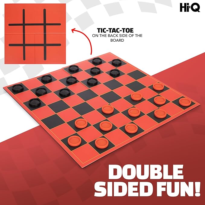 HI-Q Checkers & Tic-Tac-Toe Board Game for Kids: Unleash The Fun with Interlocking Pieces & Foldable Design