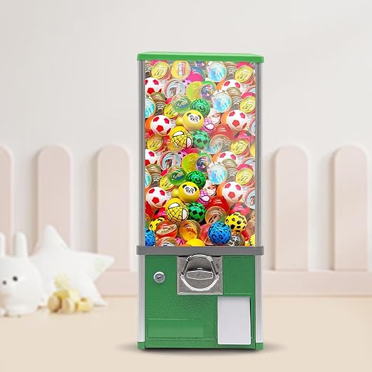 Vending Machine, Candy Gumball Machine Huge Load Capacity Gumball Bank Candy Buy Vending Machine Ball Diameter 1.06-1.77 Inch for Retail Stores Game Stores 10.24x10.24x25.2 in (Dark Green)