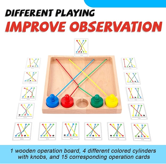 Wooden Color Sorting Game for 3 4 5 Year Olds-Occupational Therapy Toys for Kids,Brain Teasers Toys Logic Game,Develop Cognitive Skills and Fine Motor Abilities for Boys and Girls