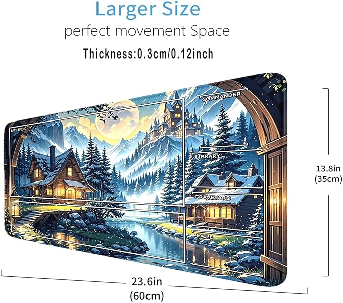 MTG Playmat- Stitched Edges Forest TCG Playmat-Non-Slip Landscape Play Mat Smooth Surface Rubber Base Board Game Mousepad 24x14 inches for Trading Card Game Playing with Storage Bags