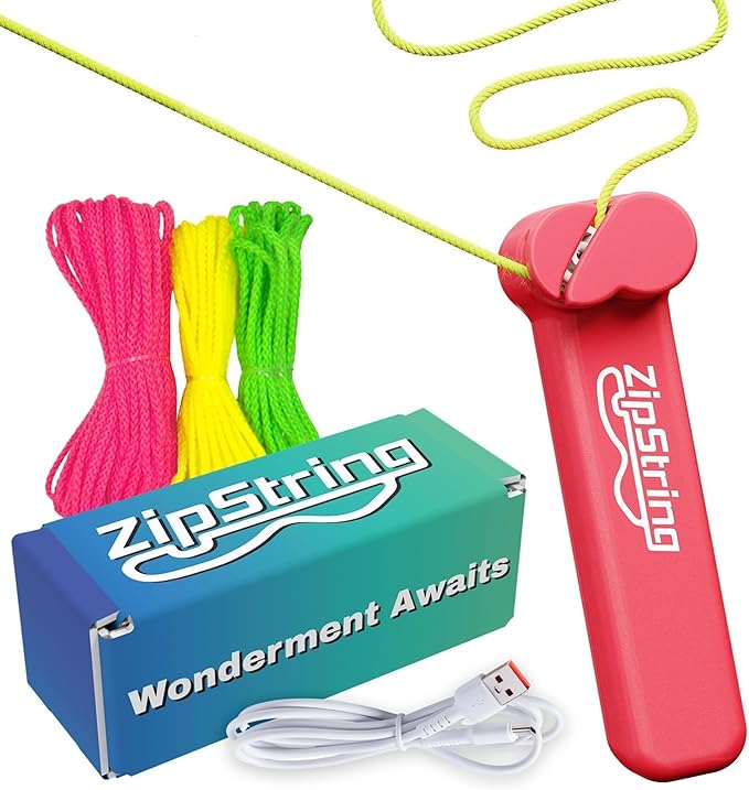 Original - As Seen on Shark Tank - Classic ZipString Rope Launcher Toy, Perfect for Kids & Adults - Fly a String Loop in The Air for Endless Tricks & Fun, Wonderment Awaits, Rock'it Red