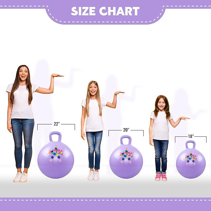 EVERICH TOY Hopper Ball, Unicorn Hopping Toys for Kids, 20 Inch Bouncy Ball with Handle, Purple Inflatable Bouncing Hoppity Hop Toys for Boys and Girls Gifts