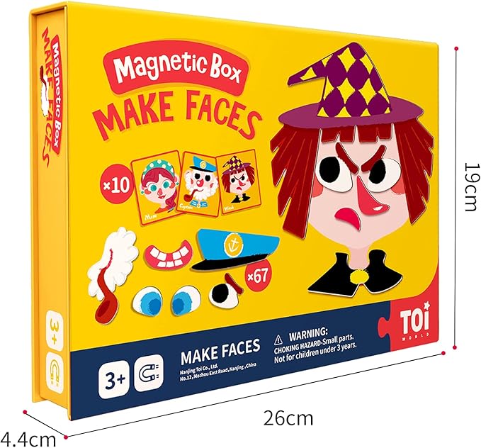 Toi Kids Magnet Toys Magnetic Jigsaw Puzzle Boxes with Game Board for Kids Ages 3-8, Preschool Tabletop Toy for Toddlers, Portable Travel Game, Make Face