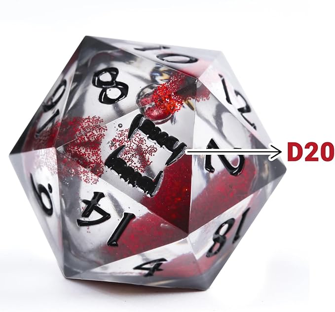 DND Dice Set - Handcrafted Liquid Core Sharp Edge 7-Die Resin Dice with Colorful Quicksand Effect，for DND, RPG, MTG, Tabletop Games（Crimson Codex）