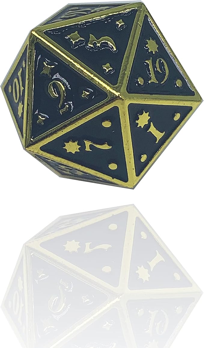 Metal Dice Set Collection for DND and All TRPG Games (Nightwatch, Gold D20)
