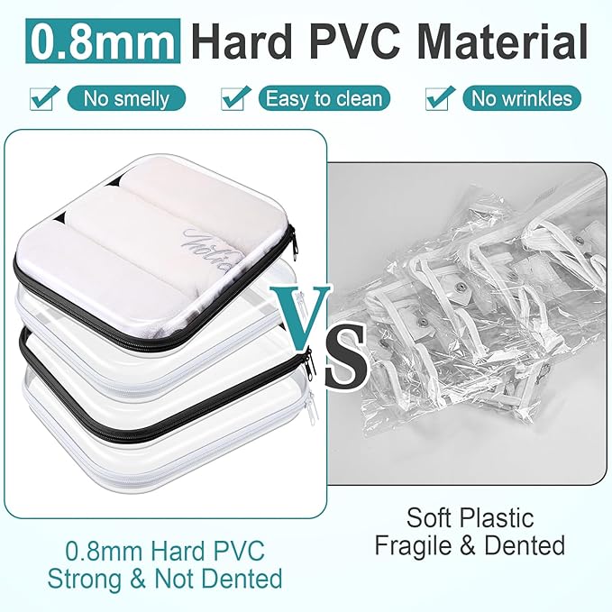 Hoolerry 4 Pcs Hard Clear Zipper Case Transparent Cases for Snacks Makeup Bag Plastic Storage Box Containers for Building Blocks, Puzzles, Cosmetics(Black and White,9.8 x 7.9 x 2 in)