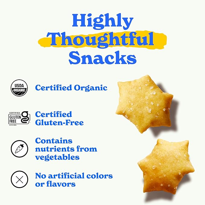 MadeGood Star Puffed Crackers, Sea Salt, 6 Bags (4.26oz Each) Gluten Free and Organic, Healthy Snacks