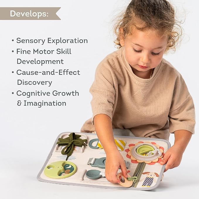 Taf Toys Snap'n Learn Board Busy Board for Toddlers 18 Months & up Montessori Sensory Activity Board Travel Toy Non-Toxic Educational Learning Toy for Boys & Girls Birthday Gift