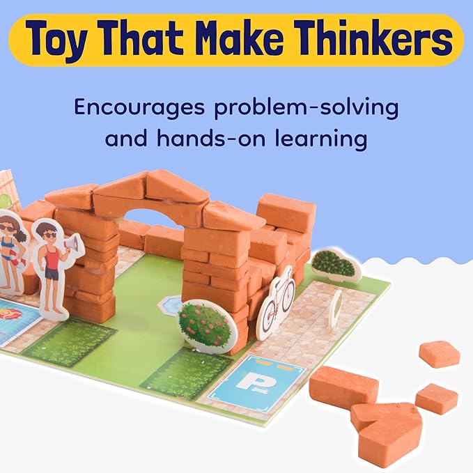 Gondola Mini Bricks - DIY Pool House, Mini Cinder Blocks STEM Toys - Construction Toys & Dollhouse Accessories for Boys & Girls - Small Brick Stem Toys for Boys Age 8-12, 200+ Pieces