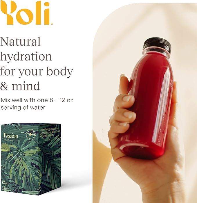 Yoli® Passion Energy Drink Powder Mix - Natural Energy Drink Mix for Endurance and Stamina, 30 Packets - Pina Colada Flavor