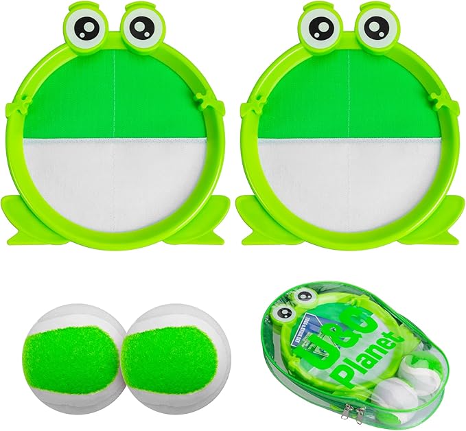 EVERICH Upgraded Toss and Catch Ball Game Set - Indoor and Outdoor Games for Kids 3-12, Beach Sand Pool Water Toy Includes 2 Paddles 2 Sticky Balls, Great Birthday Easter Gifts for Boys Girls