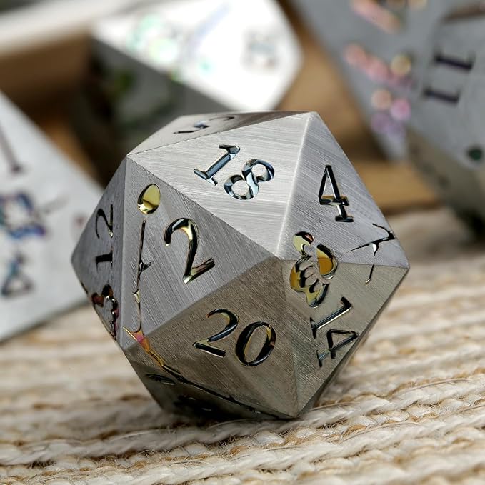 DNDND Rainbow Flower Metal Dice Set, 7 PCS Metallic Flowers DND Dice with Gorgeous Gift Case for D&D Dungeons and Dragon Tabletop Game (Rainbow Flowers)