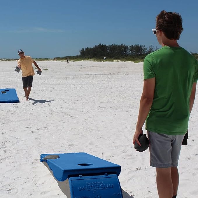Driveway Games All Weather Corntoss Bean Bag Cornhole Yard Game Set for Indoor and Outdoor Use with 2 Target Boards and 8 Bean Bags