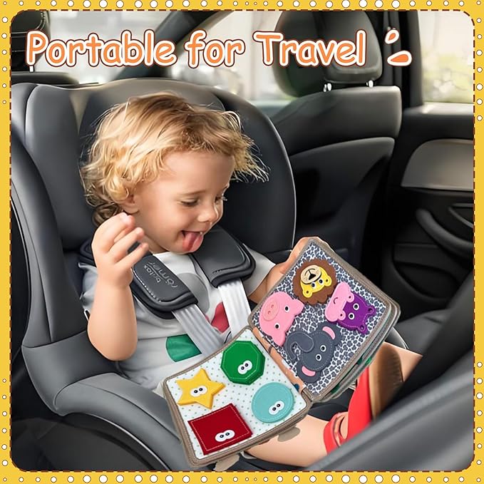 Busy Book for Toddlers 1-3, Montessori Busy Board for Kids, Preschool Learning Role Play Book Toy