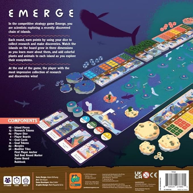 Emerge Board Game - Explore New Islands and Research Ecosystems, Dice Rolling Strategy Game, Family Game for Kids and Adults, Ages 14+, 2-4 Players, 75 Minute Playtime, Made by Pandasaurus Games