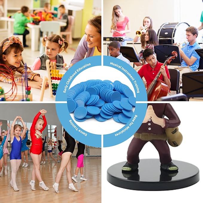 Set of 100 Opaque Plastic Learning Counters Mini Poker Chips Game Tokens with Storage Box (Deepsky Blue, 1 Inch)