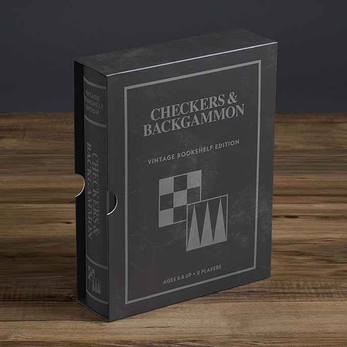 WS Game Company Checkers and Backgammon Vintage Bookshelf Edition