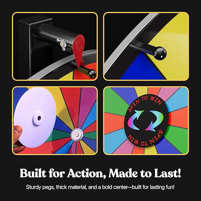 T-SIGN 18 Inch Heavy Duty Spinning Prize Wheel - 14 Slots Color Tabletop Roulette Wheel of Fortune - with Dry Erase Marker and Eraser Win The Fortune Spin Game for Carnival & Trade Show (Multicolor)