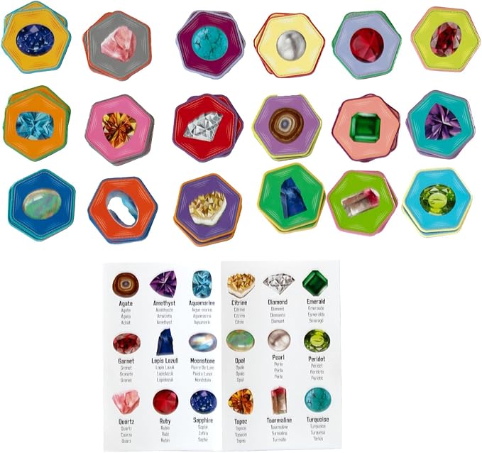 eeboo: Little Gemstones Memory & Matching Game - 18 Pairs to Memorize, Colorful Gems, Encourages Recognition, Concentration Skills, Kids Ages 5+