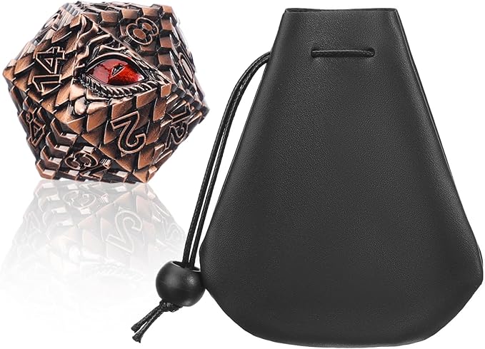 Metal D20 DND Dice Set - Dragon Scale Metallic 20 Sided Giant Polyhedral Dice,35mm Large Dragon Eye Metal D&D Dice Set for Dungeons and Dragon Tabletop Game(Red Copper Dragon Scale)