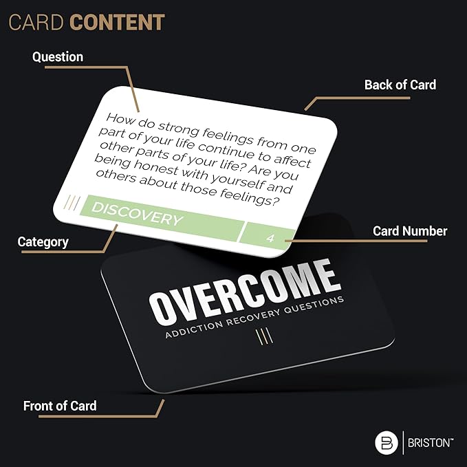 Overcome Complete – Addiction Recovery Questions Group Therapy Game 200 Cards – Counseling Conversations Icebreaker for Substance Abuse, Positive Mental Health, Sobriety, Relapse & Suicide Prevention