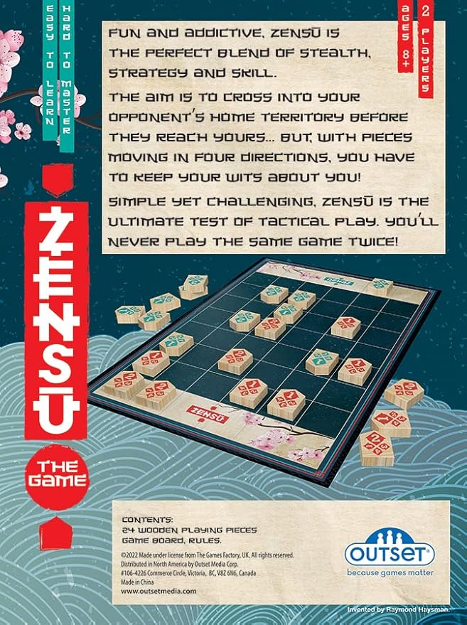 Zensu - The Wooden Board Game That is Easy to Learn but Hard to Master - for 2 Players Ages 8 and up by Outset Media