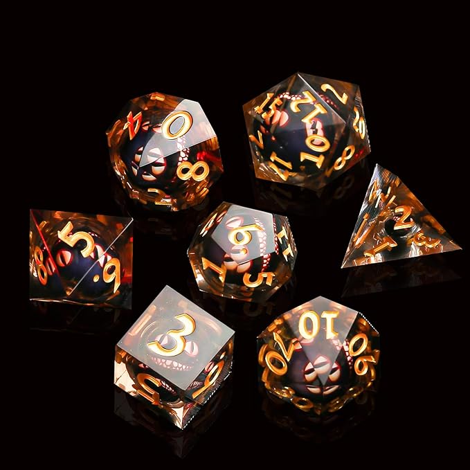 Sharp Edge Dice DND, DND Eyeball Dice Set, Liquid Core Dragon Eye Dice for Role Playing Table Games