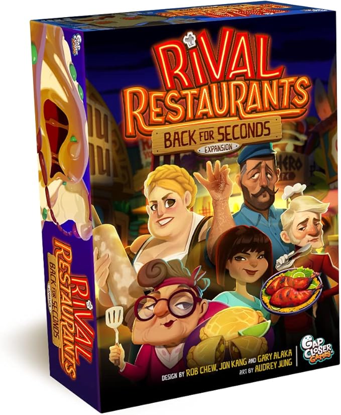 Gap Closer Games | Rival Restaurants: Back for Seconds Expansion | Strategy Board Game | 2 to 6 Players | Ages 10+ | 45+ Minutes