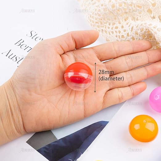 AUEAR, Colorful Small Round Capsules 1.1 Inch Vending Machine Empty Plastic Gumball Containers for Party Favor Prize (250 Packs)