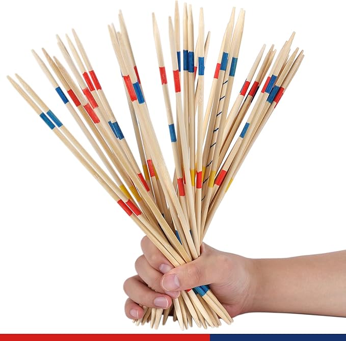 41 Piece 12 Inch Bamboo Pick Up Sticks Game Classic Table Game Fun Family Board Game Gift for Adults and Kids