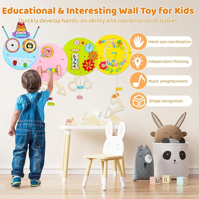 Busy Board caterpollar Caterpillar Activity Wall Panels, Children Kids Educational Wall Toy, Wall Sensory Preschool Toy with 8 Basic Activities Games, Toddler Room Decor