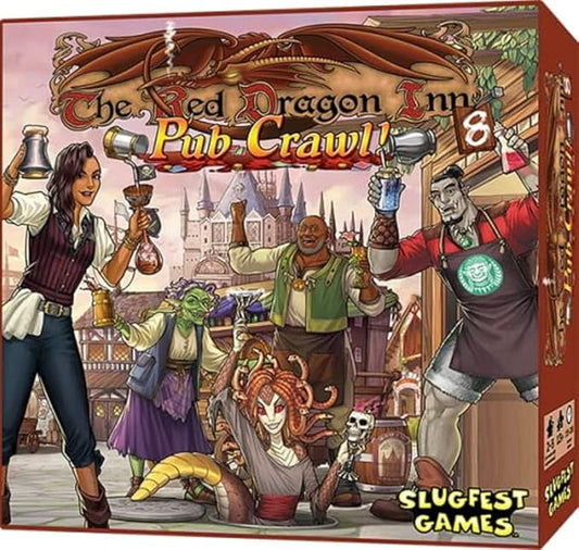 Red Dragon Inn 8, The Pub Crawl, Five New Characters, Can be Played with All Expansions, New Prize Cards Inside, For Ages 13 and up